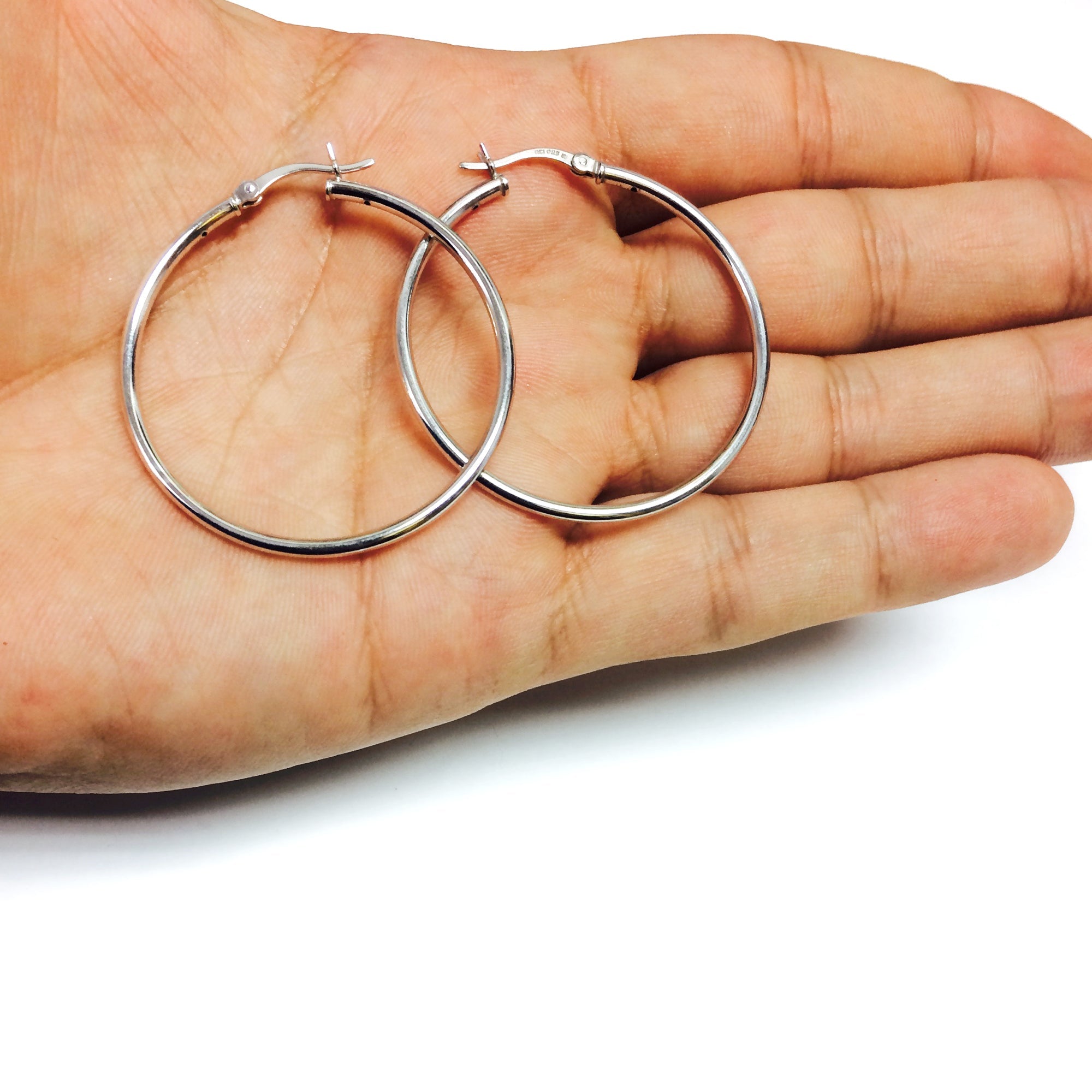 Sterling Silver Round Snuggable Huggie Hoop Earrings - JewelryAffairs
