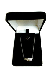 Sterling Silver Sideways Angel Wing Pendant CZ Fashion Necklace, 18"