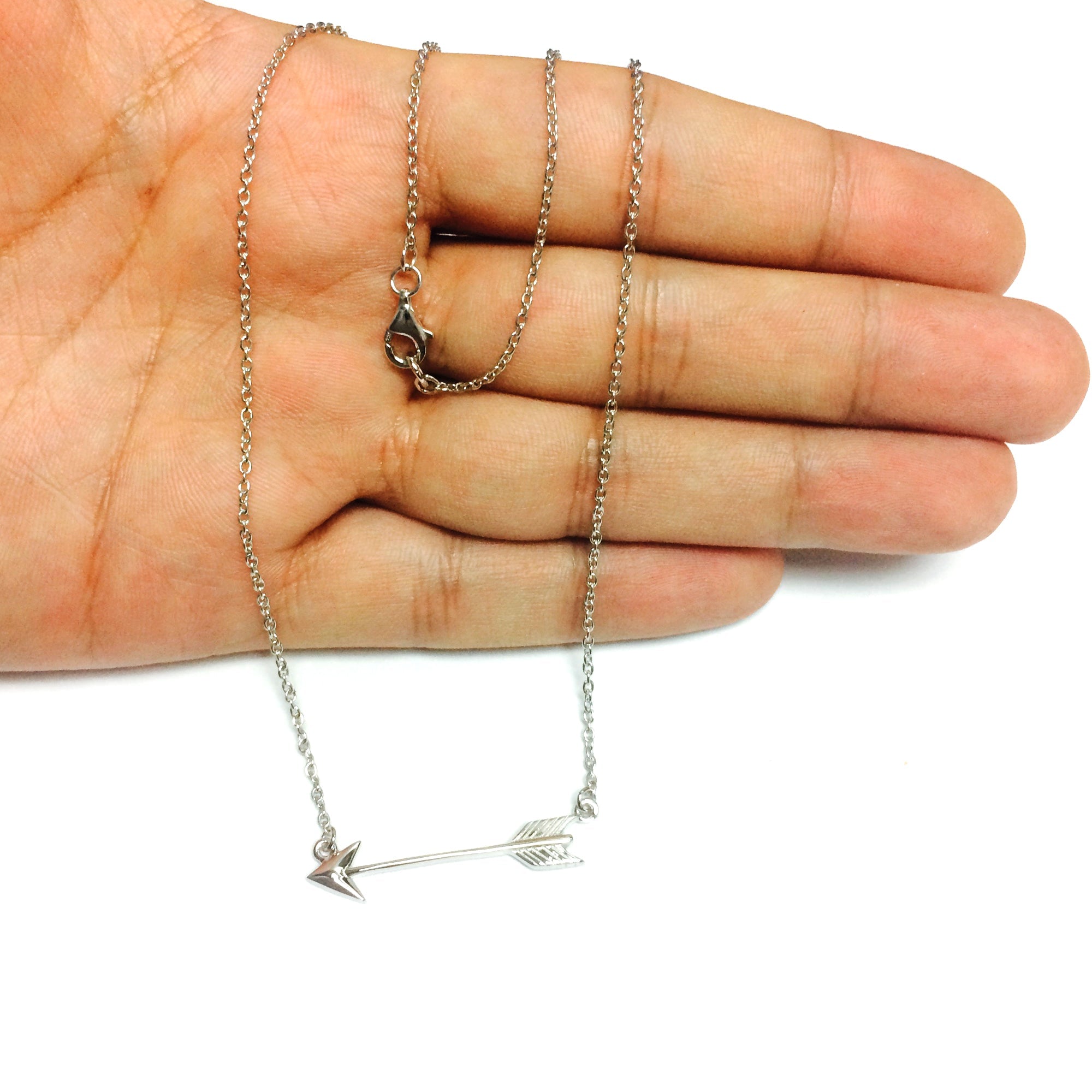 Sterling Silver Sideways Arrow Necklace, 18" - JewelryAffairs