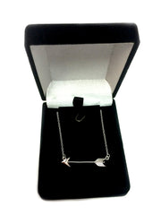 Sterling Silver Sideways Arrow Necklace, 18" - JewelryAffairs
