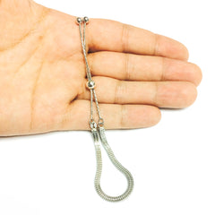 Sterling Silver Square Box Design Adjustable Bolo Friendship Bracelet , 9.25"