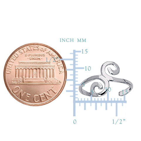 Sterling Silver Swirl Design Cuff Style Adjustable Toe Ring
