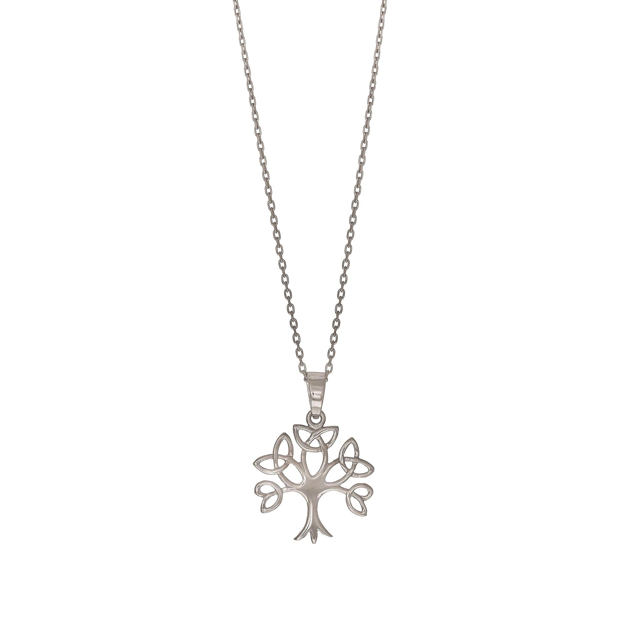 Sterling Silver Tree Of Life Pendant Womens Necklace, 18"