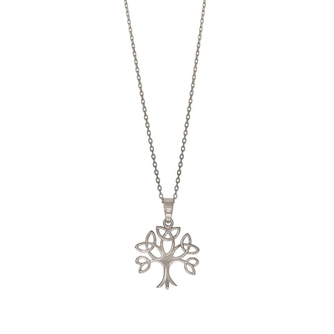 Sterling Silver Tree Of Life Pendant Womens Necklace, 18"