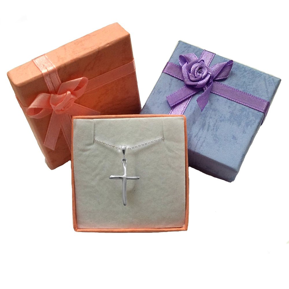 Sterling Silver Wavy Style Cross Pendant - JewelryAffairs