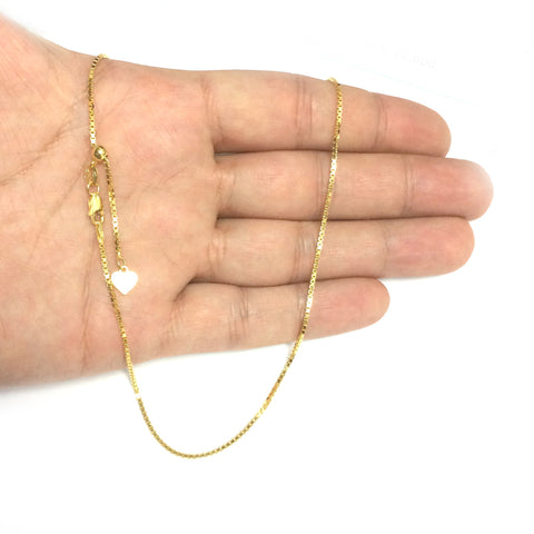 Sterling Silver Yellow Tone Plated 22" Sliding Adjustable Box Chain Necklace, 1.4mm
