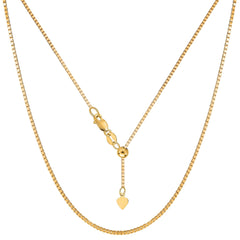 Sterling Silver Yellow Tone Plated 22" Sliding Adjustable Box Chain Necklace, 1.4mm