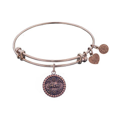 Stipple Finish Brass Aunt Angelica Bangle Bracelet, 7.25"