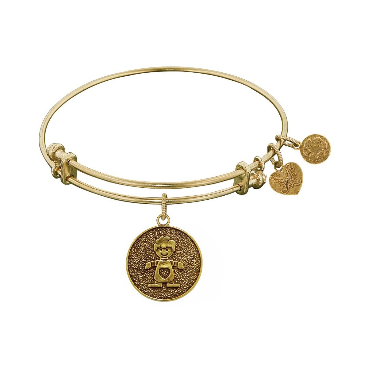 Stipple Finish Brass Boy Angelica Bangle Bracelet, 7.25"