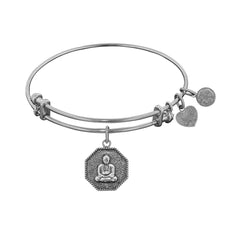 Stipple Finish Brass Buddha Angeica Bangle Bracelet, 7.25"