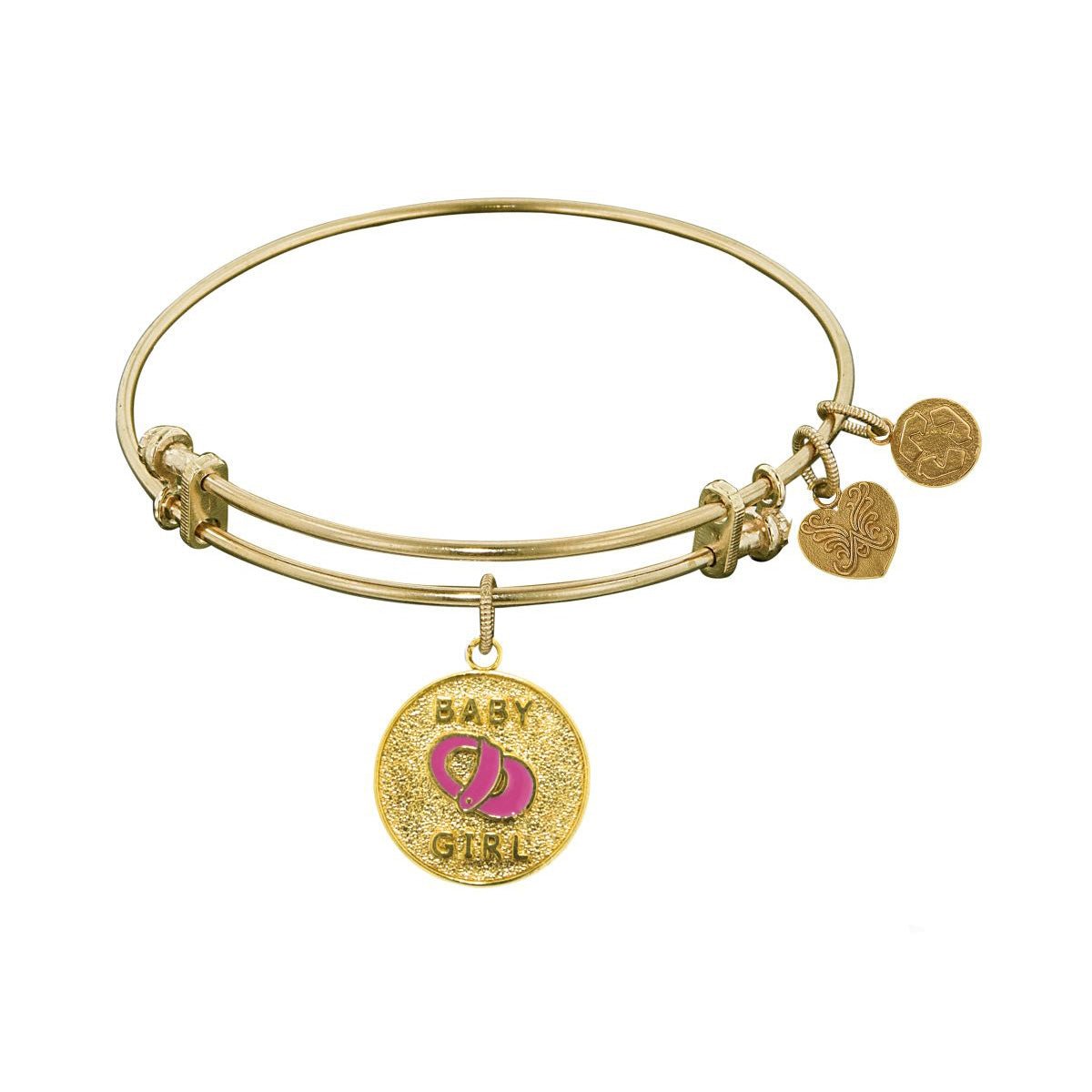Stipple Finish Brass Enamel Baby Girl Angelica Bangle Bracelet, 7.25" - JewelryAffairs