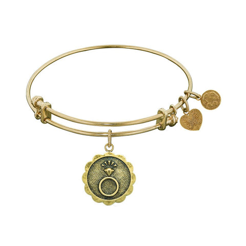 Stipple Finish Brass Engaged Angelica Bangle Bracelet, 7.25"
