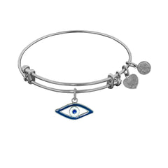 Stipple Finish Brass Evil Eye Angelica Bangle Bracelet, 7.25"