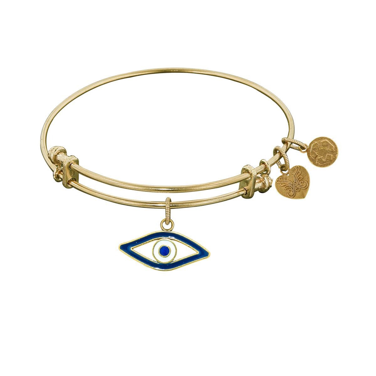 Stipple Finish Brass Evil Eye Angelica Bangle Bracelet, 7.25"