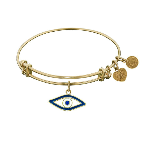 Stipple Finish Brass Evil Eye Angelica Bangle Bracelet, 7.25"