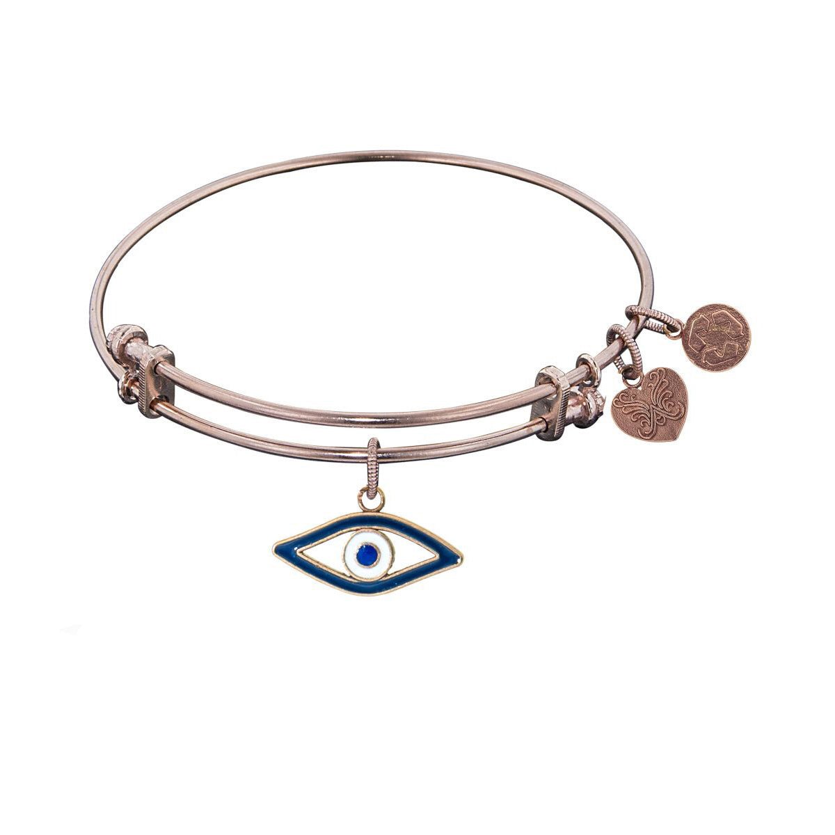 Stipple Finish Brass Evil Eye Angelica Bangle Bracelet, 7.25"