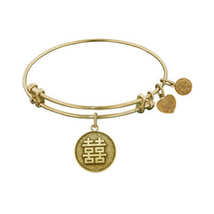 Stipple Finish Brass Happiness Angelica Bangle Bracelet, 7.25"
