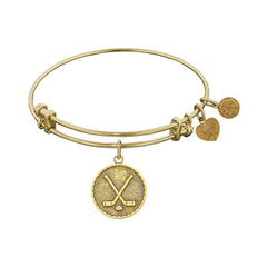 Stipple Finish Brass Hockey Angelica Bangle Bracelet, 7.25"