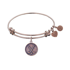 Stipple Finish Brass Hockey Angelica Bangle Bracelet, 7.25"