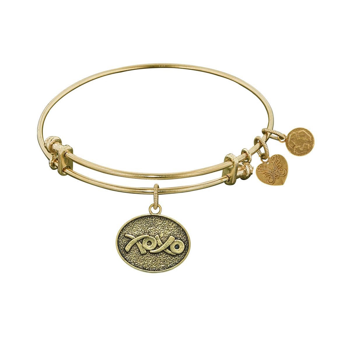 Stipple Finish Brass Hugs And Kisses Angelica Bangle Bracelet, 7.25"