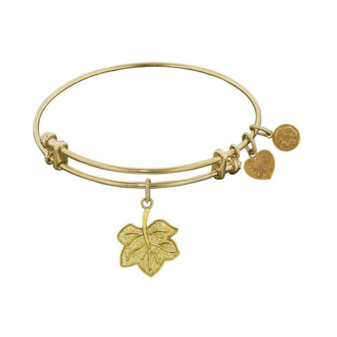 Stipple Finish Brass Leaf Angelica Bangle Bracelet, 7.25"