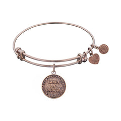 Stipple Finish Brass Maid of honor Angelica Bangle Bracelet, 7.25"