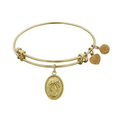Stipple Finish Brass Palm Tree Angelica Bangle Bracelet, 7.25"