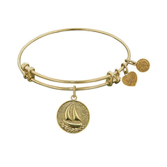 Stipple Finish Brass Sailing Angelica Bangle Bracelet, 7.25"