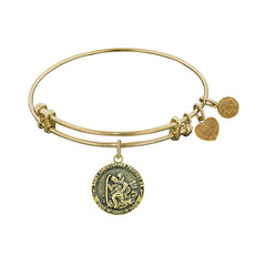 Stipple Finish Brass Saint Christopher Angelica Bangle Bracelet, 7.25"