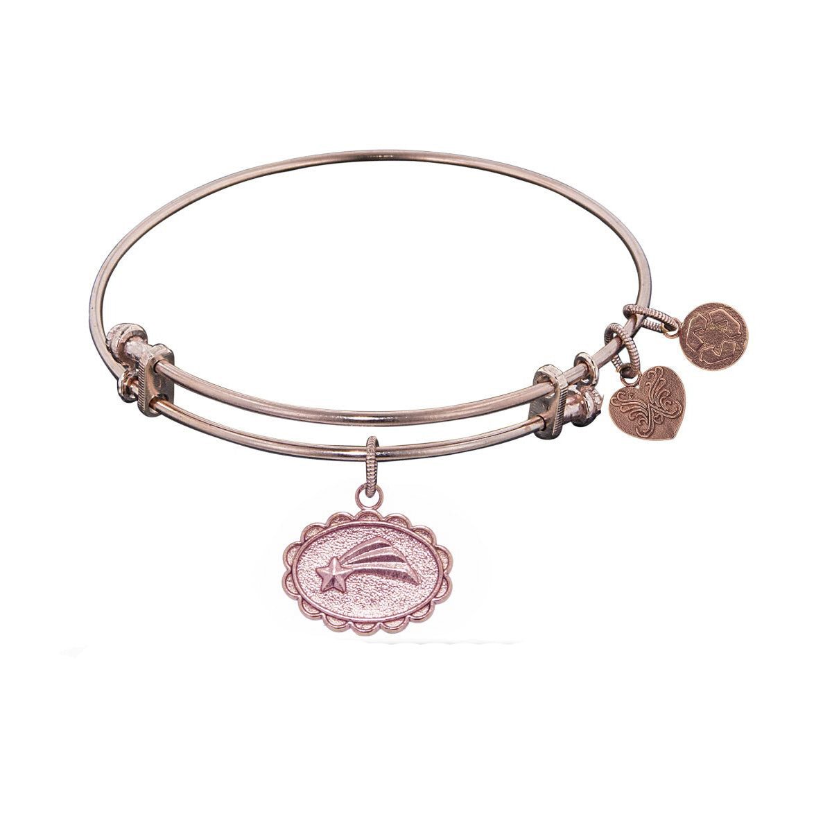 Stipple Finish Brass Shooting Star Angelica Bangle Bracelet, 7.25"