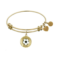 Stipple Finish Brass Soccer Mom Angelica Bangle Bracelet, 7.25"