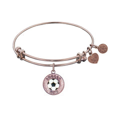 Stipple Finish Brass Soccer Mom Angelica Bangle Bracelet, 7.25"