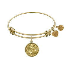 Stipple Finish Brass The Sea Angelica Bangle Bracelet, 7.25"