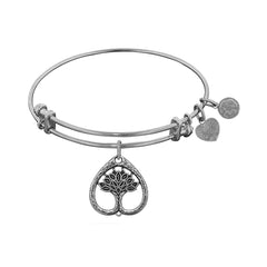 Stipple Finish Brass Tree Of Life Angelica Bangle Bracelet, 7.25"