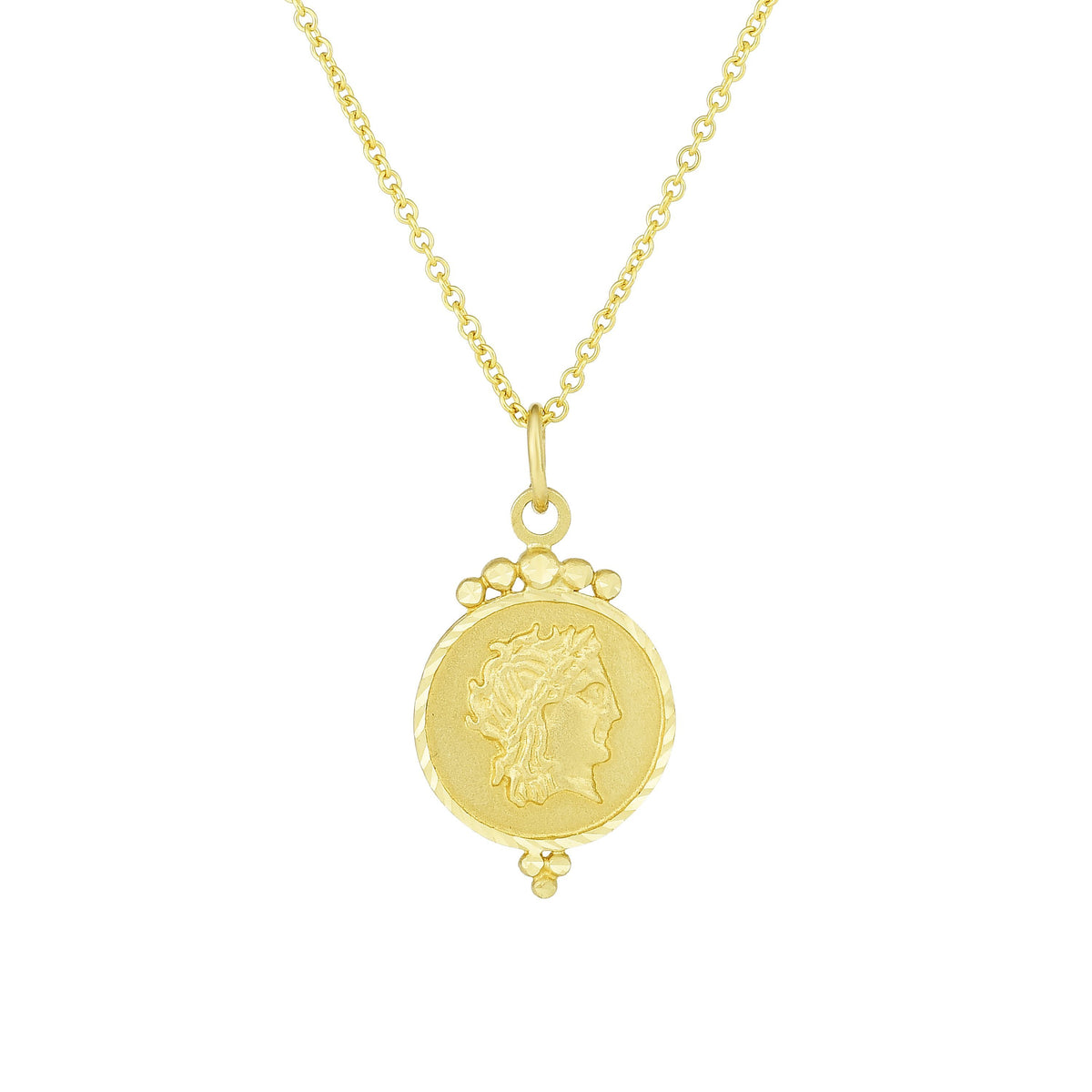 14k Yellow Gold Roman Coin Pendant Necklace, 18"
