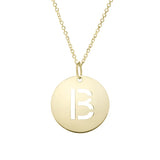 14k Yellow Gold Initial Letter Round Pendant Necklace, 18"