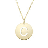 14k Yellow Gold Initial Letter Round Pendant Necklace, 18"