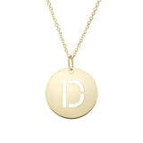 14k Yellow Gold Initial Letter Round Pendant Necklace, 18"