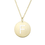 14k Yellow Gold Initial Letter Round Pendant Necklace, 18"