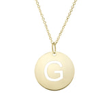 14k Yellow Gold Initial Letter Round Pendant Necklace, 18"