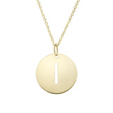 14k Yellow Gold Initial Letter Round Pendant Necklace, 18"