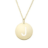 14k Yellow Gold Initial Letter Round Pendant Necklace, 18"