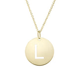 14k Yellow Gold Initial Letter Round Pendant Necklace, 18"