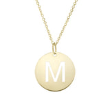 14k Yellow Gold Initial Letter Round Pendant Necklace, 18"