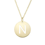 14k Yellow Gold Initial Letter Round Pendant Necklace, 18"