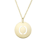 14k Yellow Gold Initial Letter Round Pendant Necklace, 18"