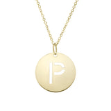 14k Yellow Gold Initial Letter Round Pendant Necklace, 18"