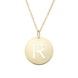 14k Yellow Gold Initial Letter Round Pendant Necklace, 18"