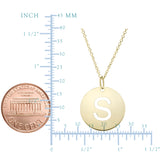 14k Yellow Gold Initial Letter Round Pendant Necklace, 18"
