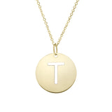 14k Yellow Gold Initial Letter Round Pendant Necklace, 18"